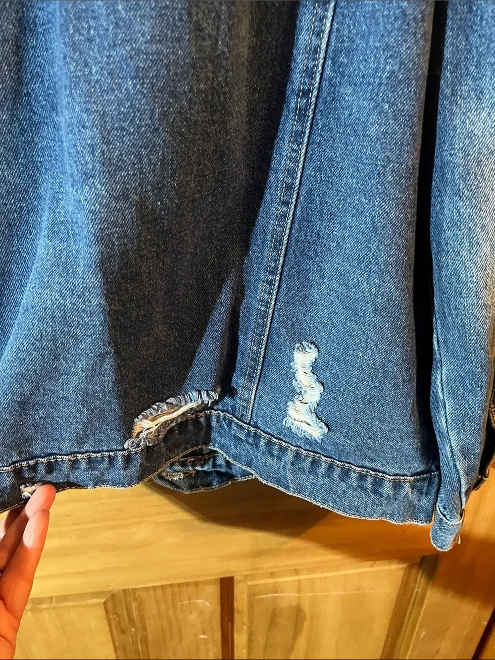 KanCan Distressed Blue Denim Jacket